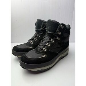 VTG L.L. Bean Men's 9.5M Ankle Boots Black Suede w/ Gray Lace  Up 05455